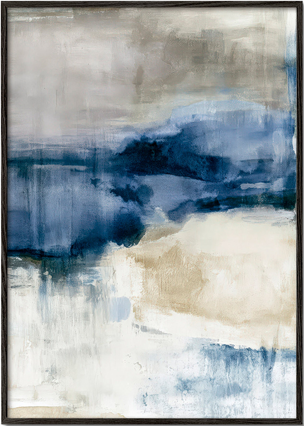 Abstraktes Bild mit Winternebel und blauen Flächen