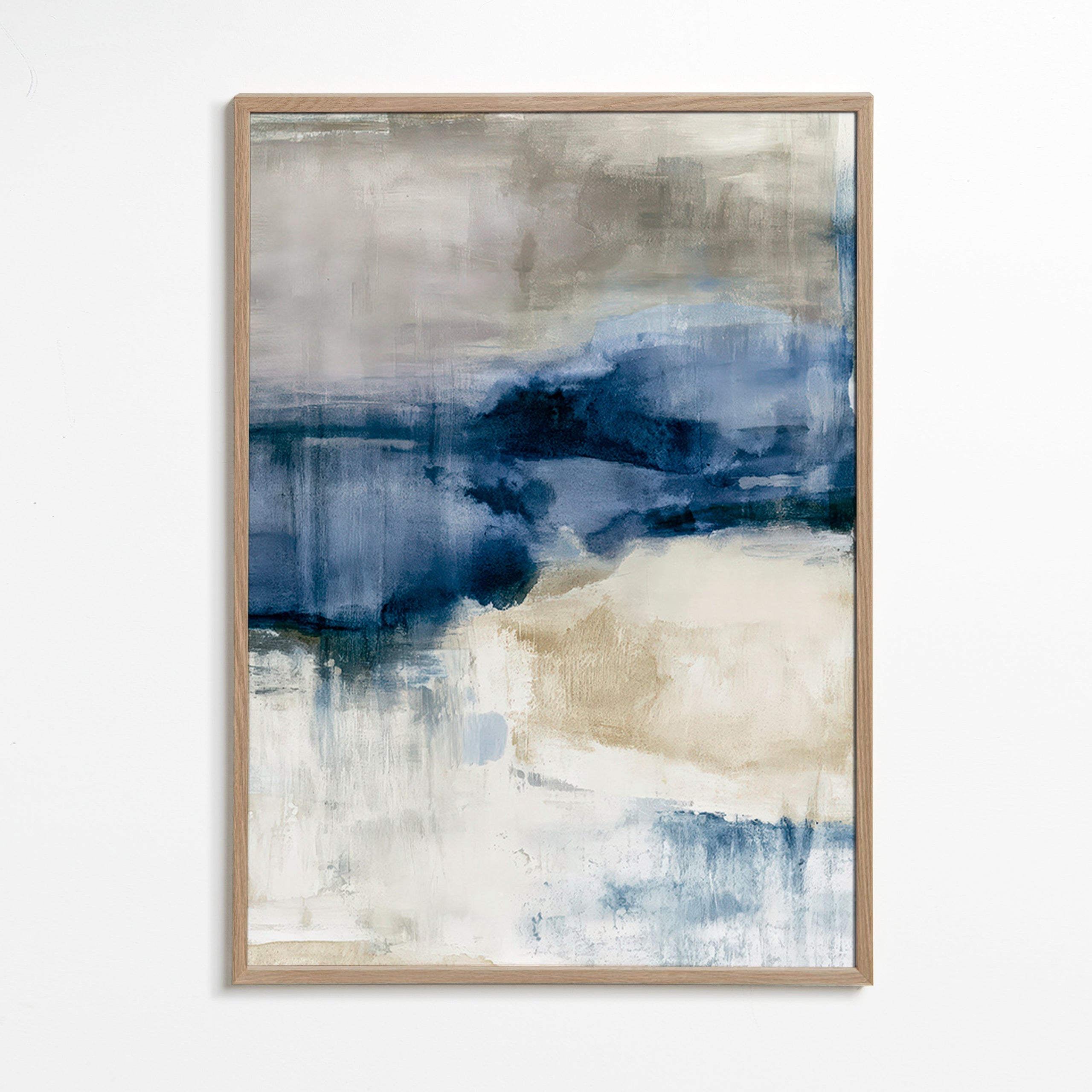 Abstraktes Bild mit Winternebel und blauen Flächen