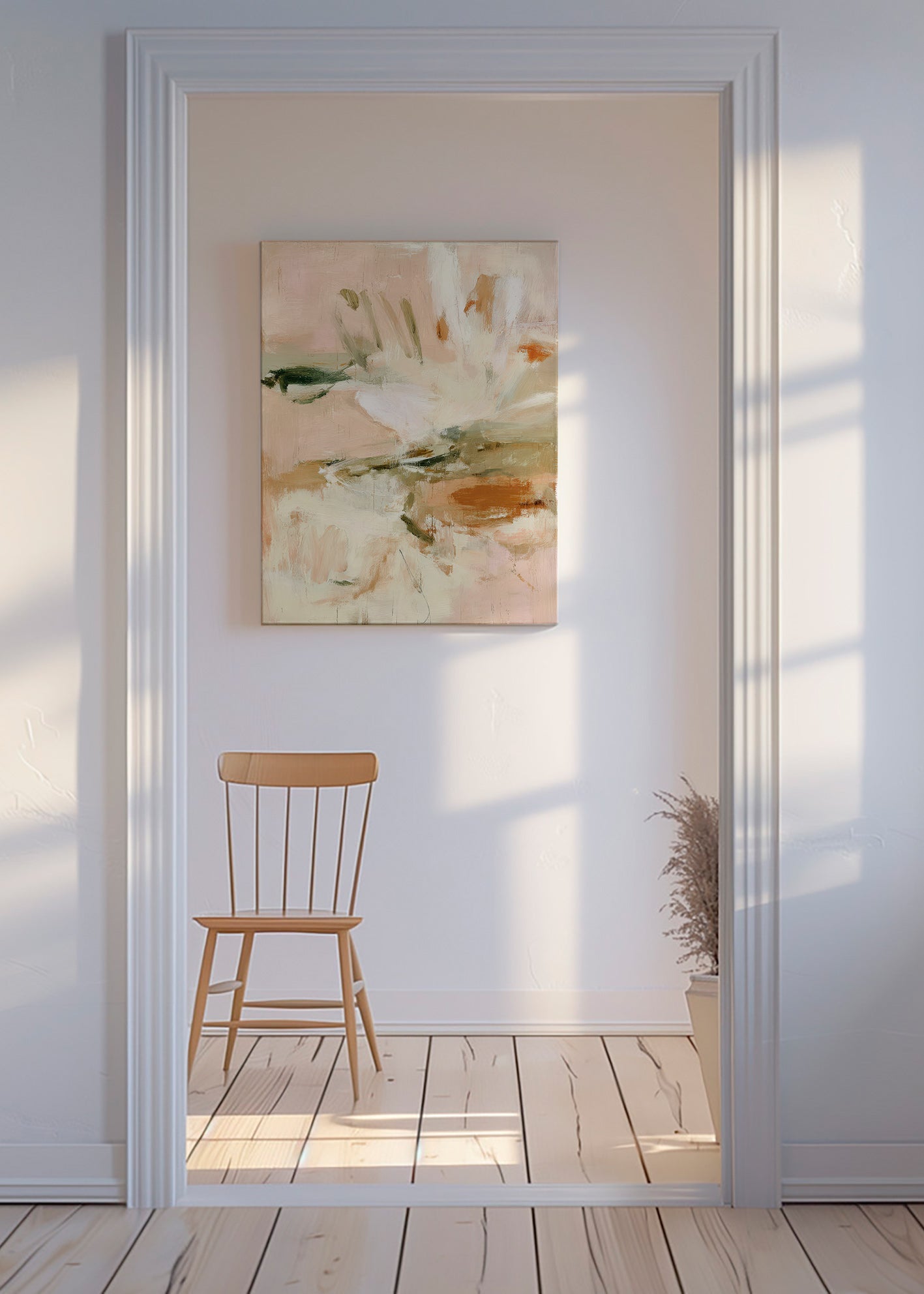 Botanischer Druck: abstrakte Studie in Rosa und Beige