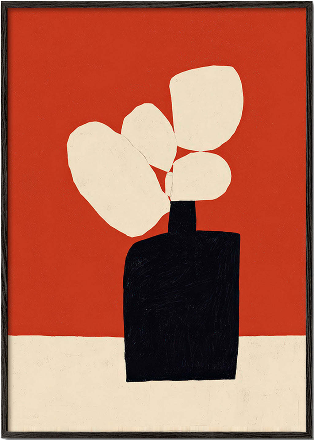 Botanischer Druck mit schwarzer Vase
