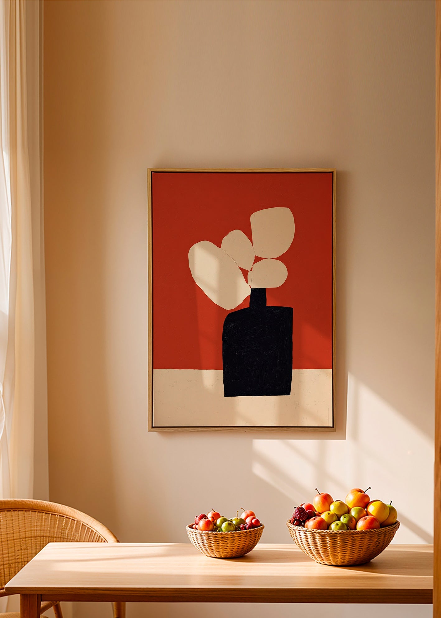 Botanischer Druck mit schwarzer Vase