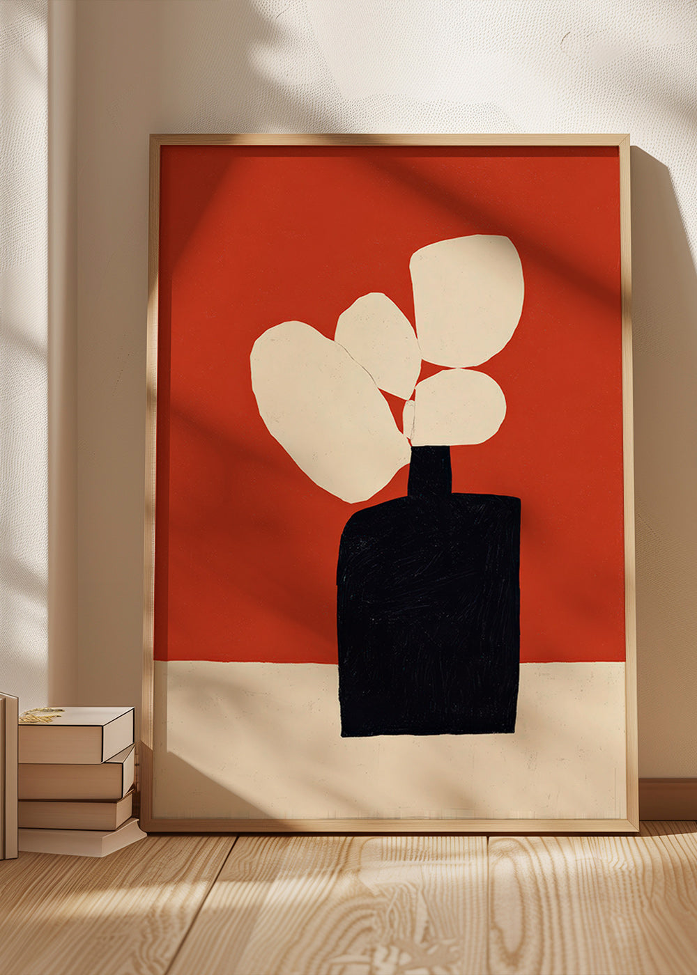 Botanischer Druck mit schwarzer Vase