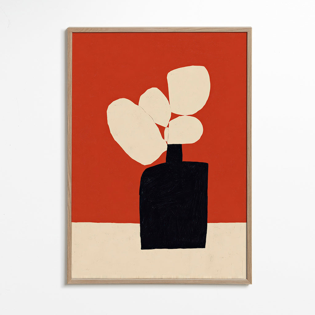 Botanischer Druck mit schwarzer Vase