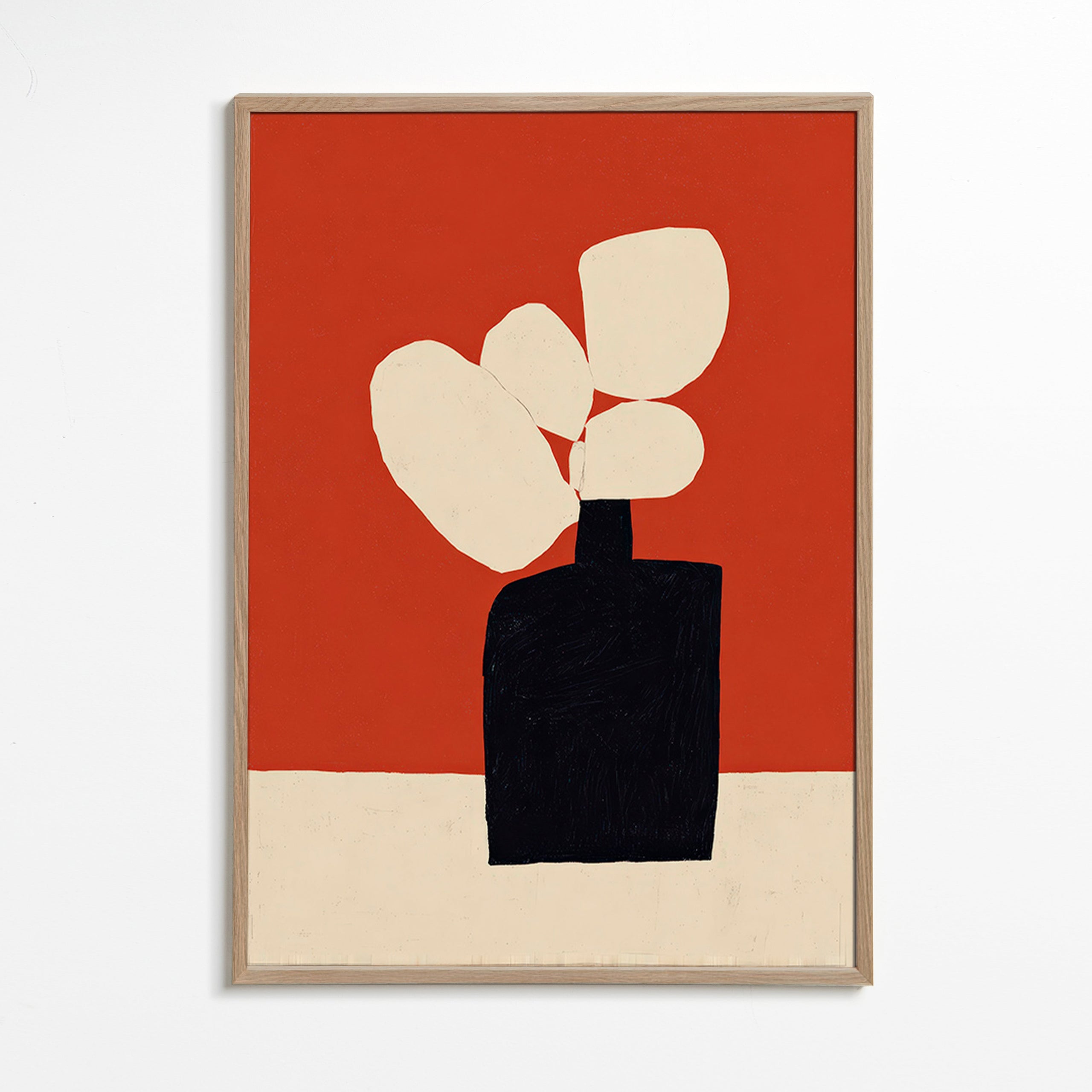 Botanischer Druck mit schwarzer Vase