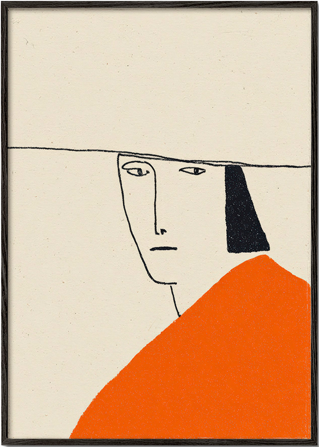 Minimalistische Illustration mit orangefarbenem Mantel