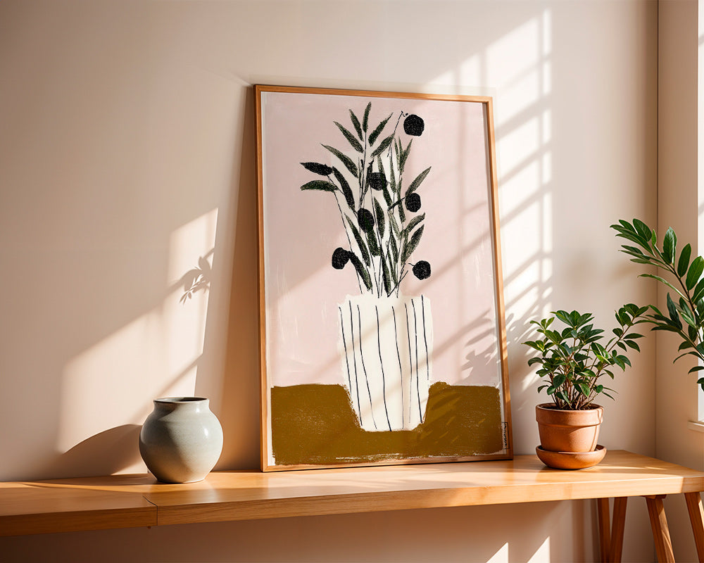 Botanischer Druck mit Olivenzweigen