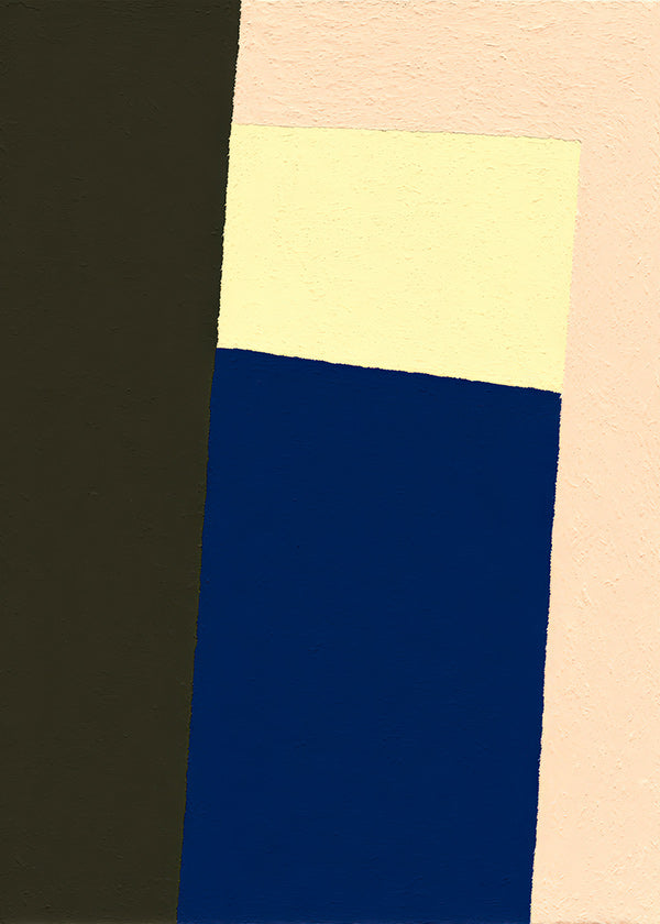 Geometrisches Bild mit blauem vertikalem Block
