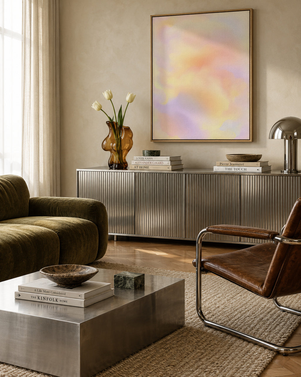 Cloud Fade - Framed canvas in an interior