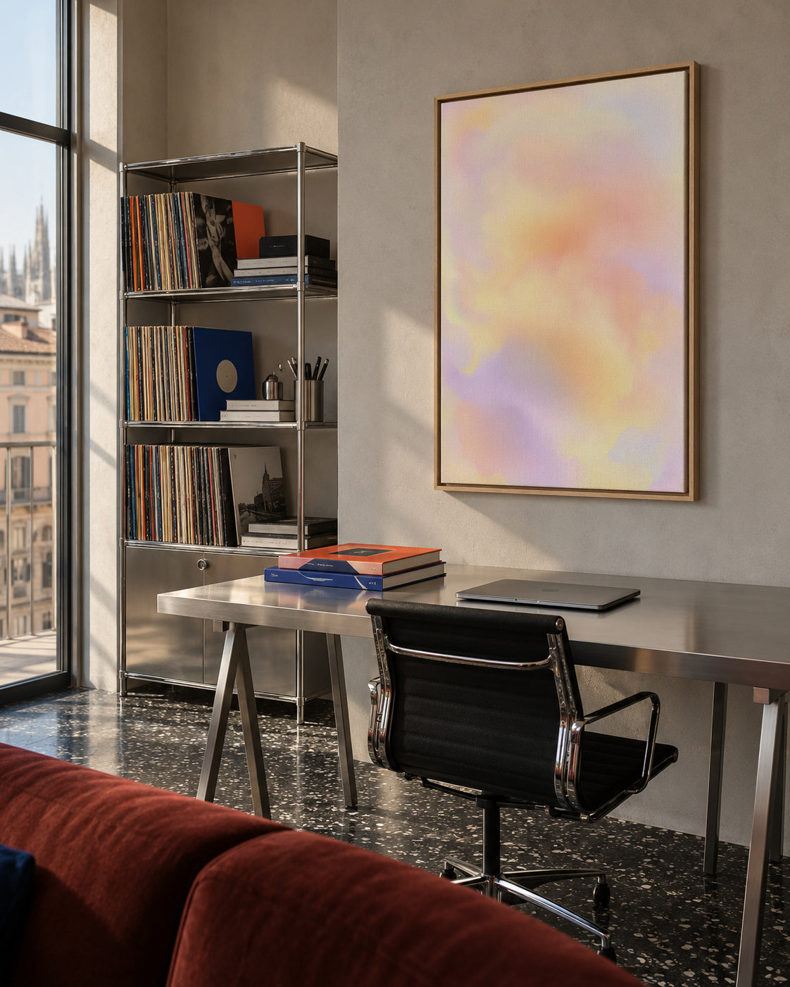 Cloud Fade - Framed canvas in an interior