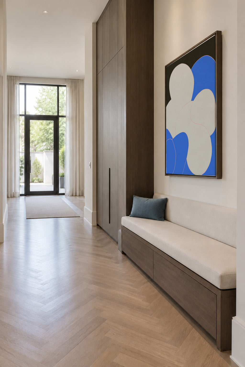 Blue Pebbles - Framed canvas in an interior