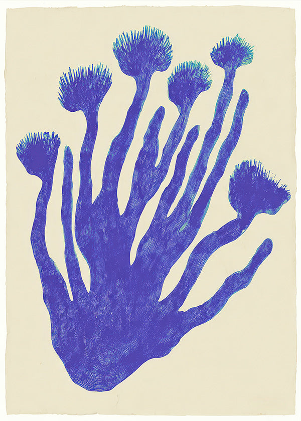 Botanischer Druck Indigo Coral