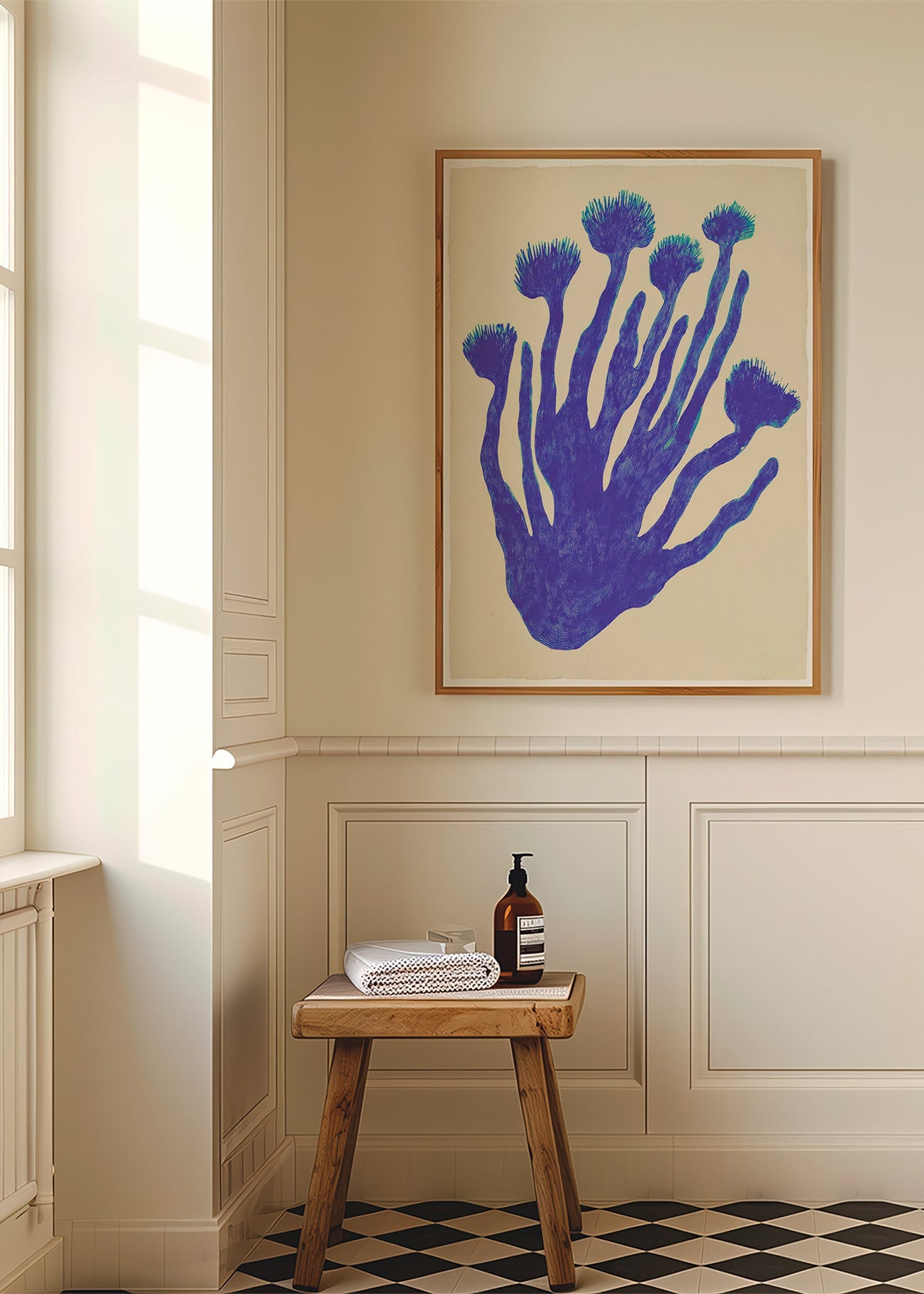 Botanischer Druck Indigo Coral