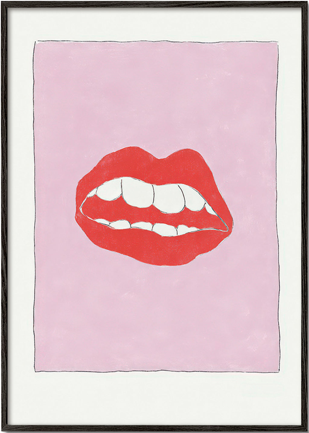 Illustration rote Lippen vor rosa Hintergrund
