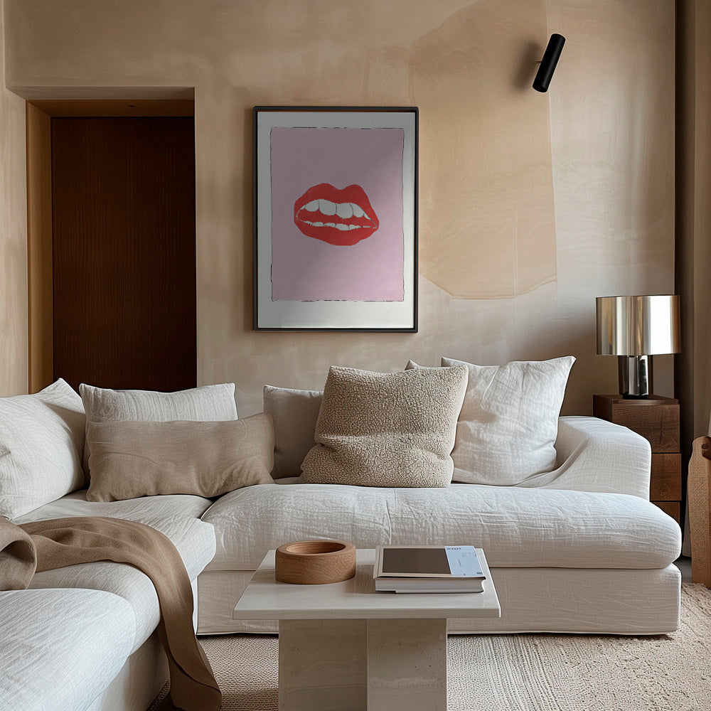 Illustration rote Lippen vor rosa Hintergrund