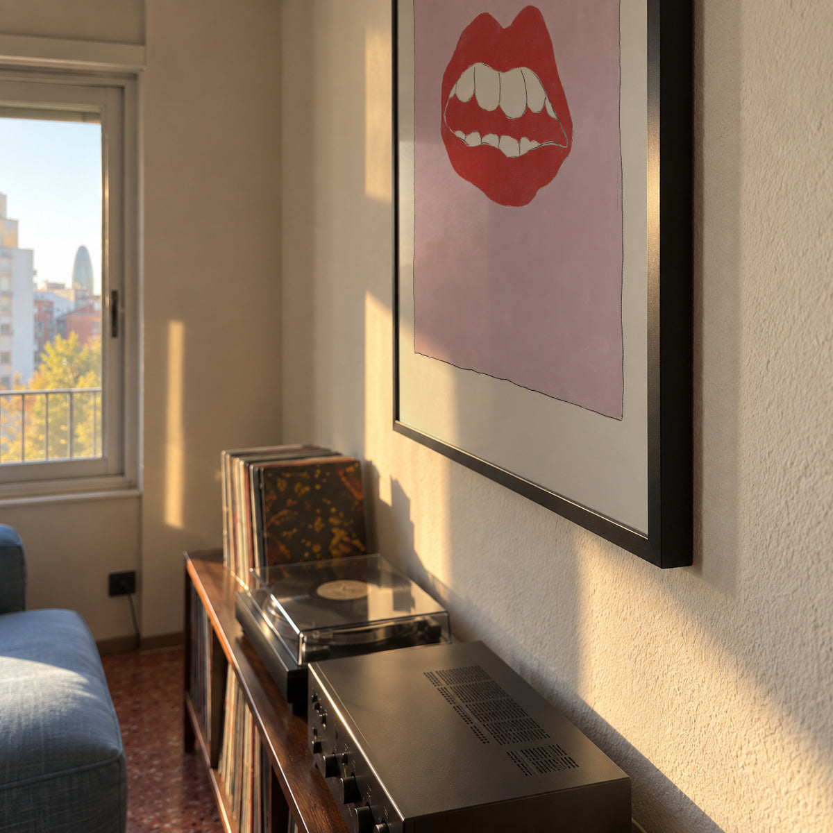 Pink Lips - Framed poster detail