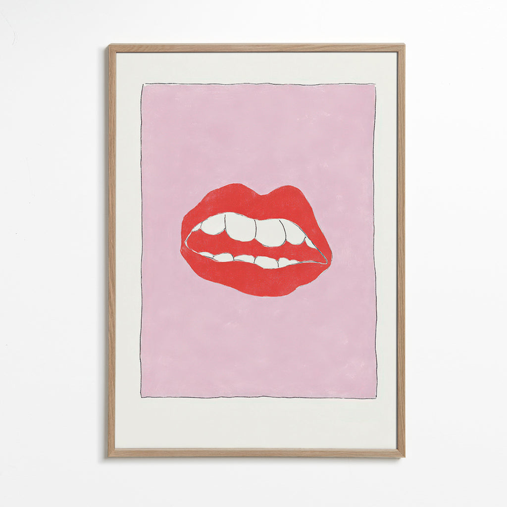 Illustration rote Lippen vor rosa Hintergrund