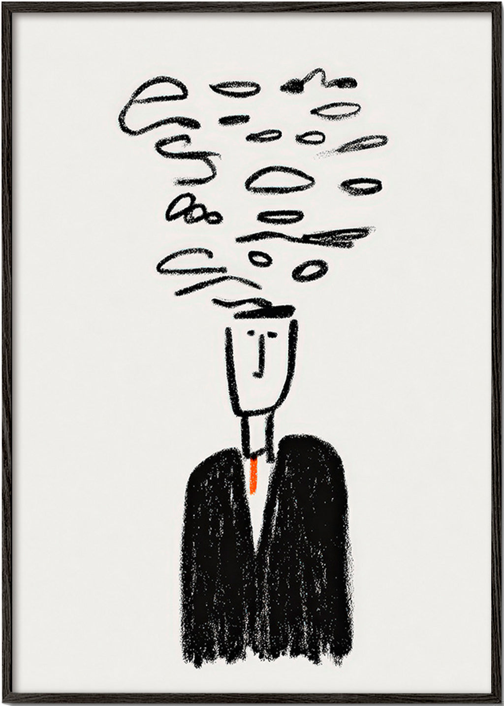 Minimalistische Illustration einer Figur mit Rauch
