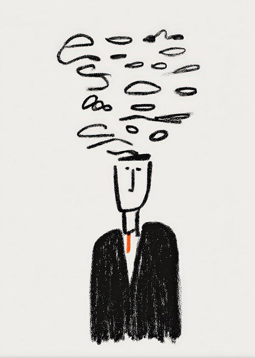 Minimalistische Illustration einer Figur mit Rauch