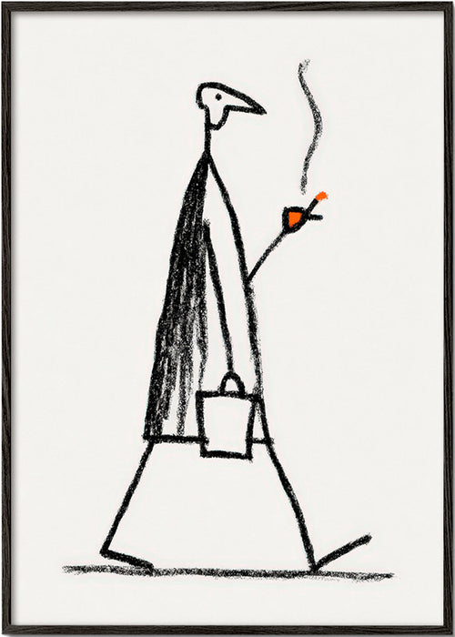 Minimalistische Illustration einer rauchenden Figur