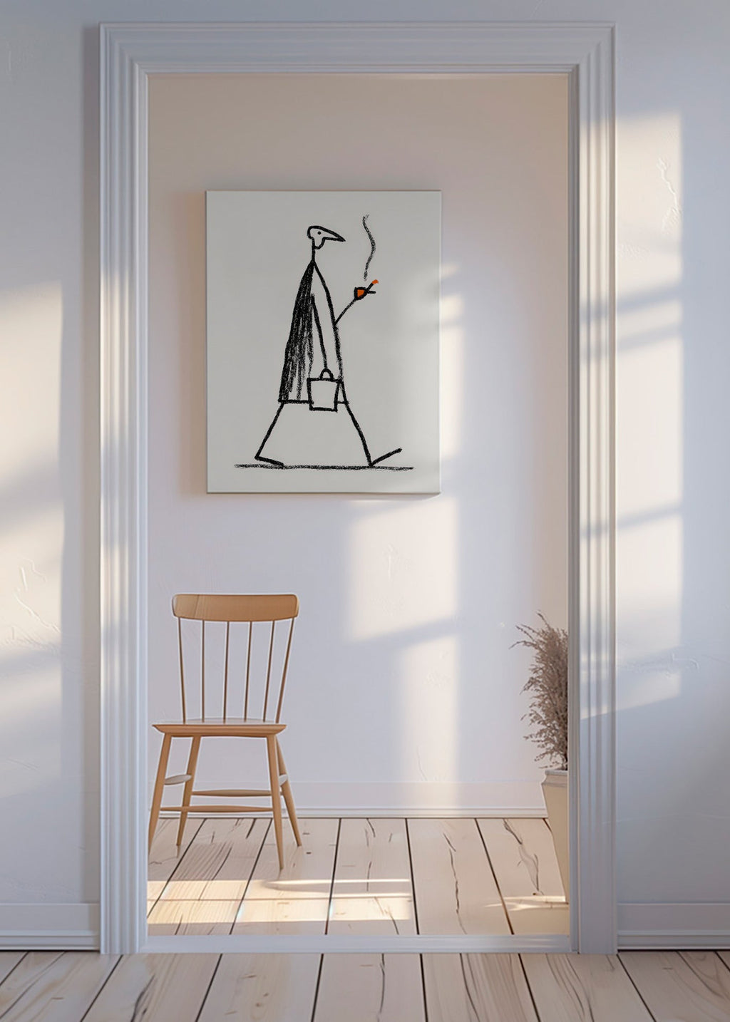 Minimalistische Illustration einer rauchenden Figur