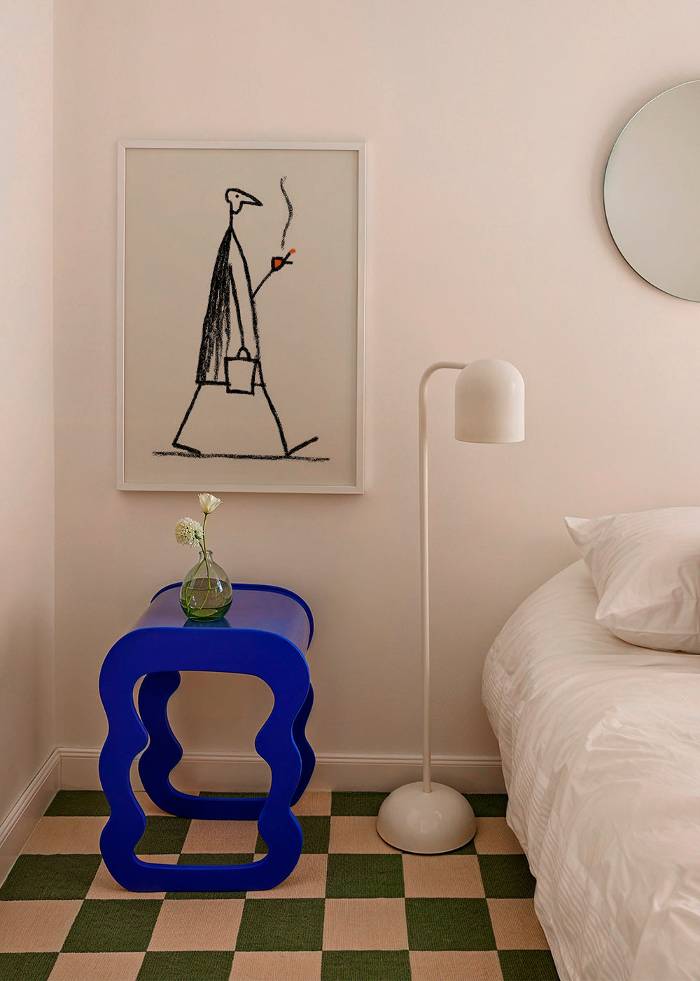 Minimalistische Illustration einer rauchenden Figur