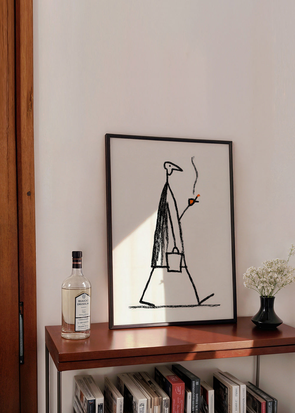 Minimalistische Illustration einer rauchenden Figur