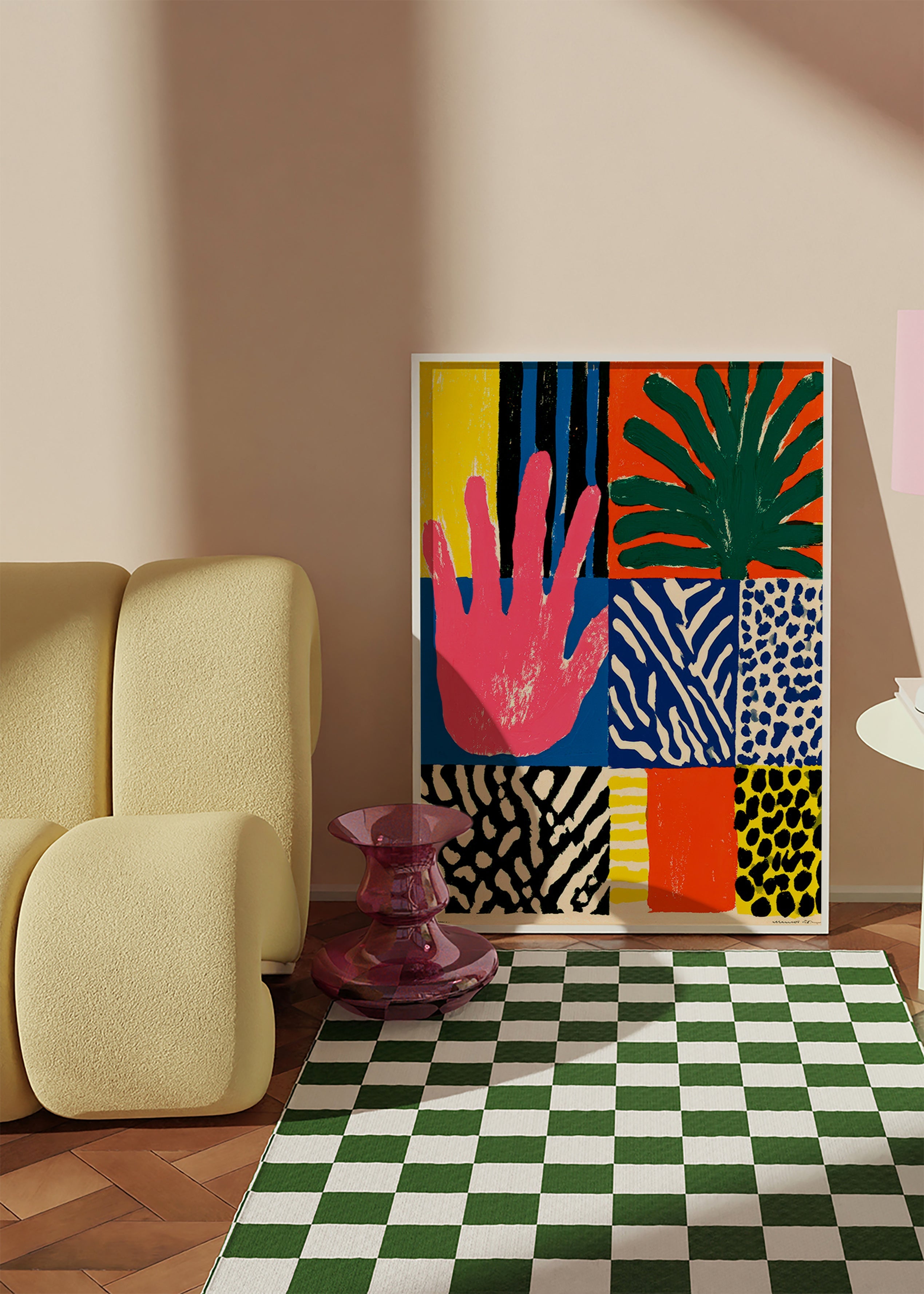 Botanischer Druck mit Hand und Texturen
