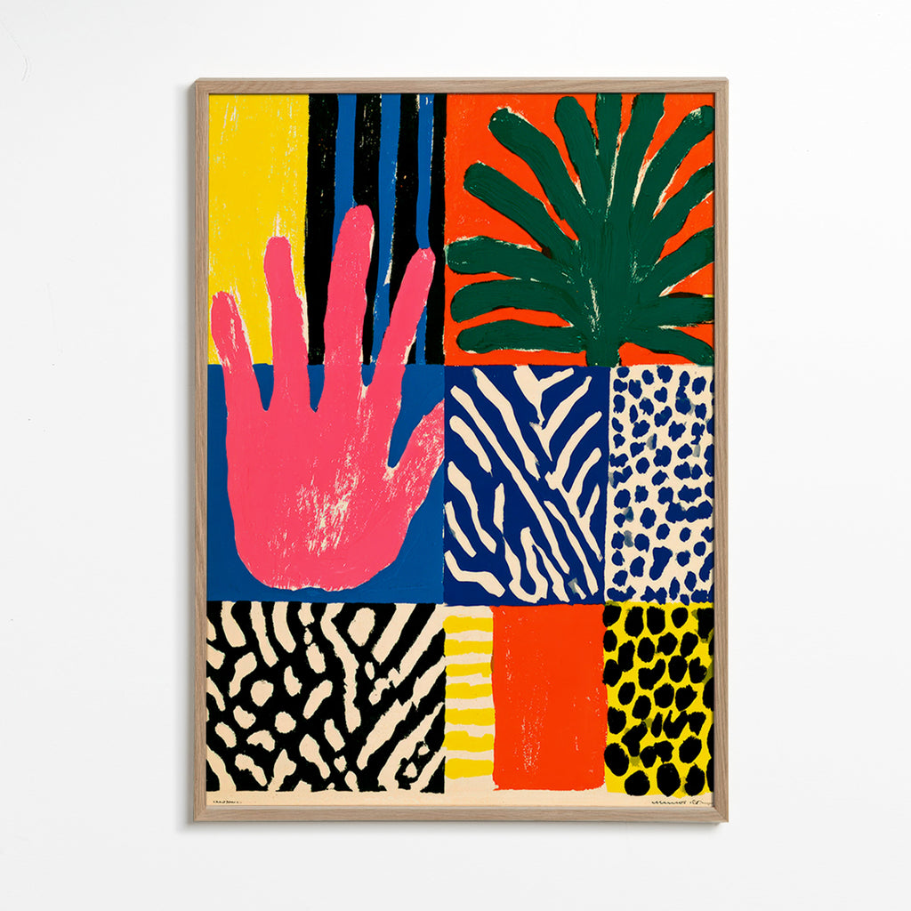 Botanischer Druck mit Hand und Texturen