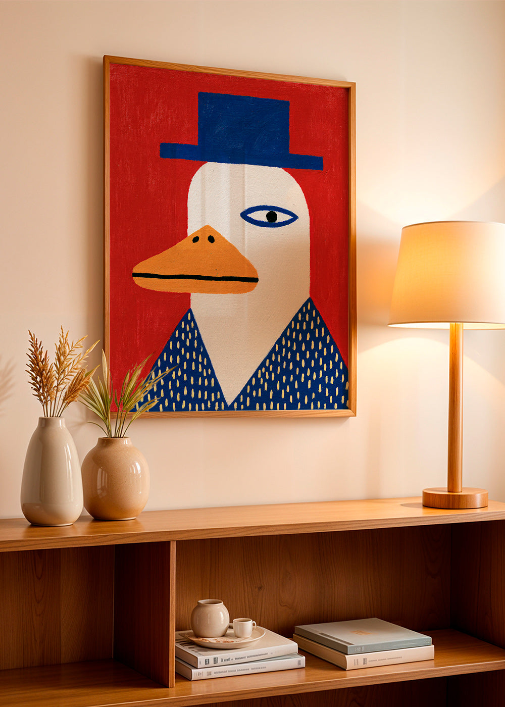 Ente mit blauem Hut