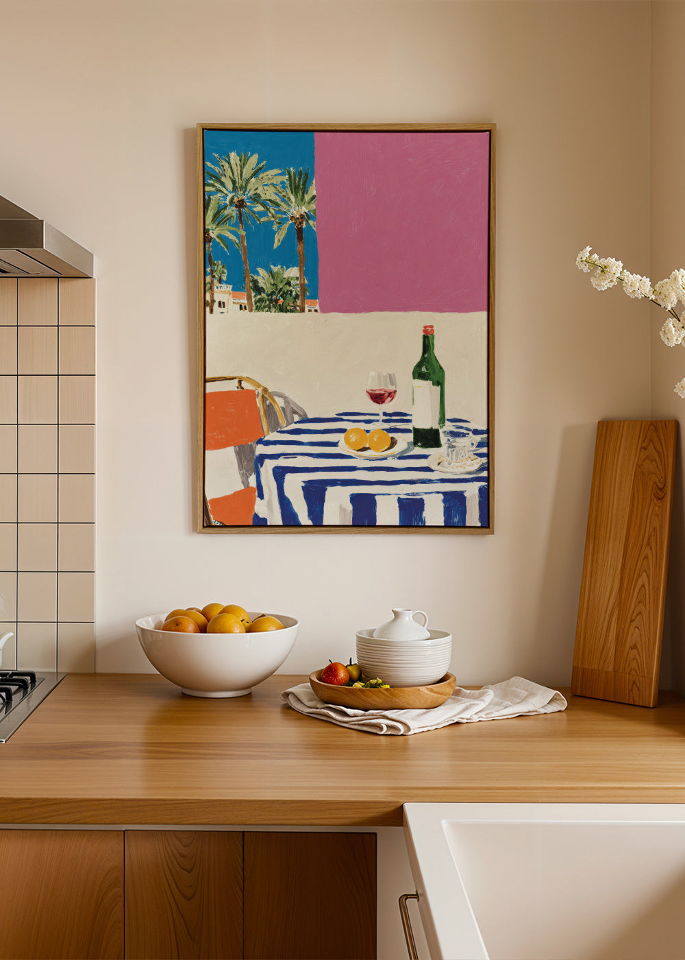 Pink Lunch - Framed canvas in an interior