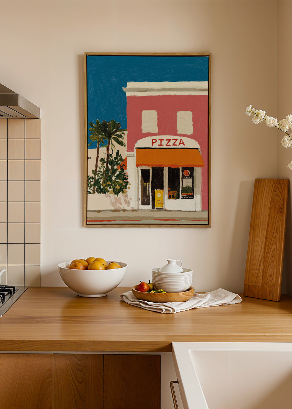 Pizza Club - Framed canvas in an interior