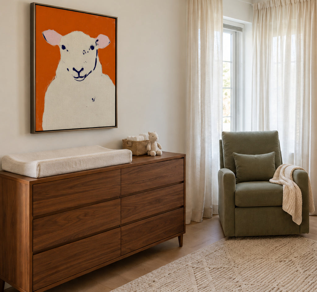 White Sheep - Framed canvas in an interior