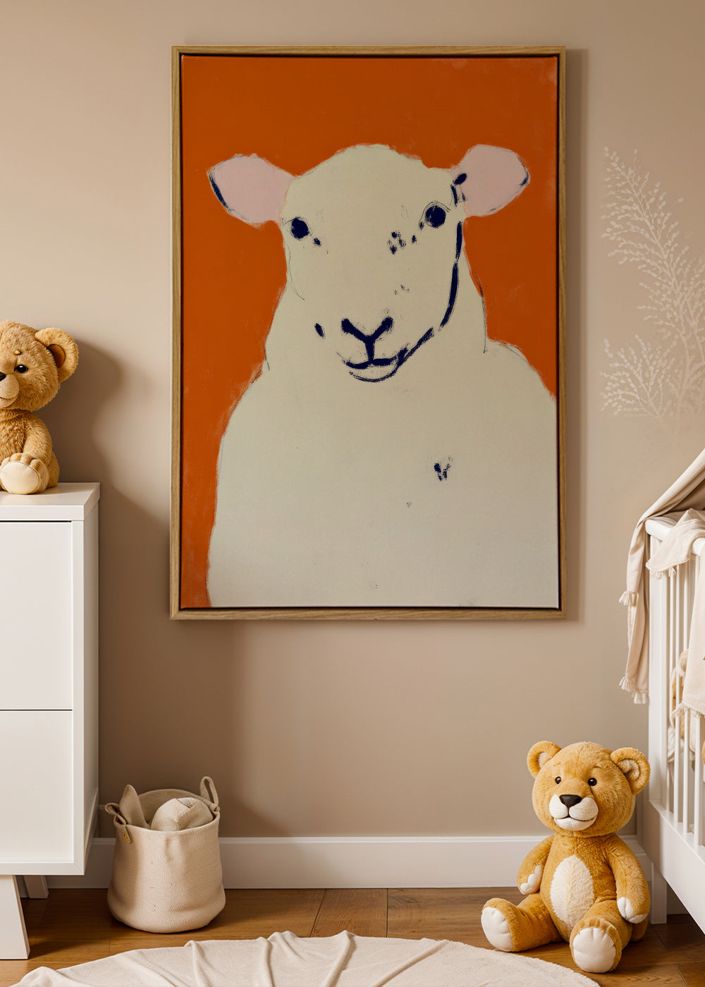 White Sheep - Framed canvas in an interior