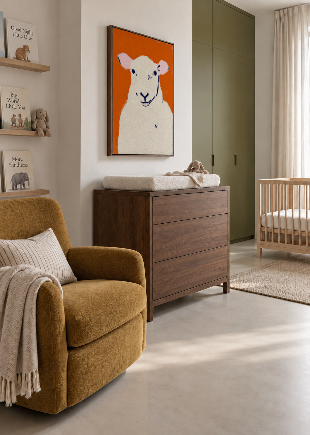 White Sheep - Framed canvas in an interior