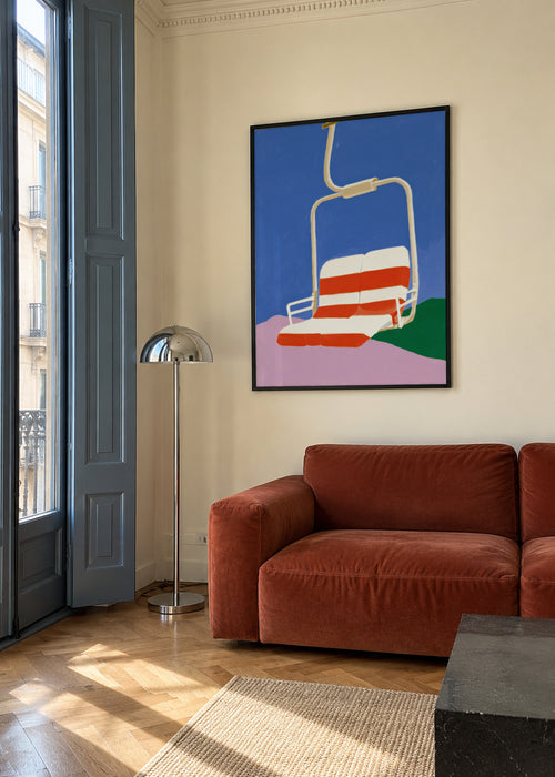 Empty Chairlift - Framed poster in an interior