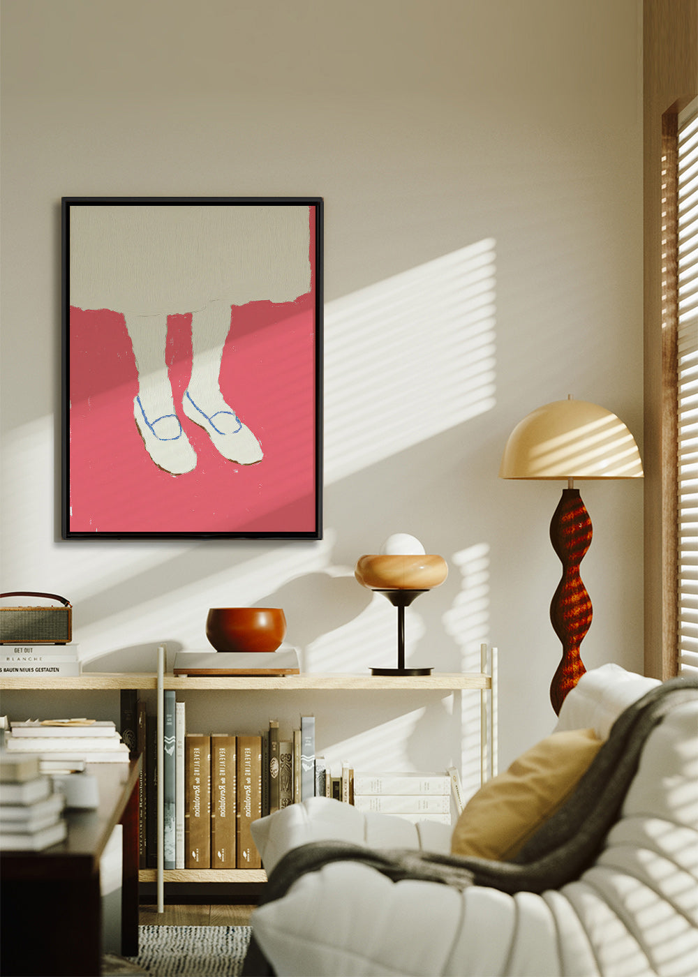 Illustration von Beinen mit rosa Schuhen