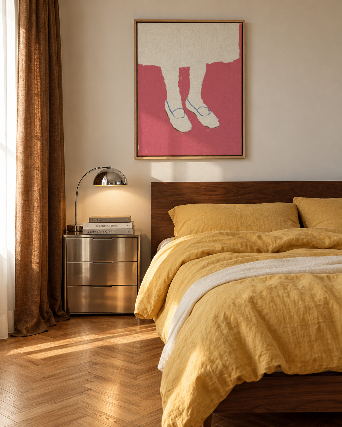 Pink Steps - Framed canvas in an interior