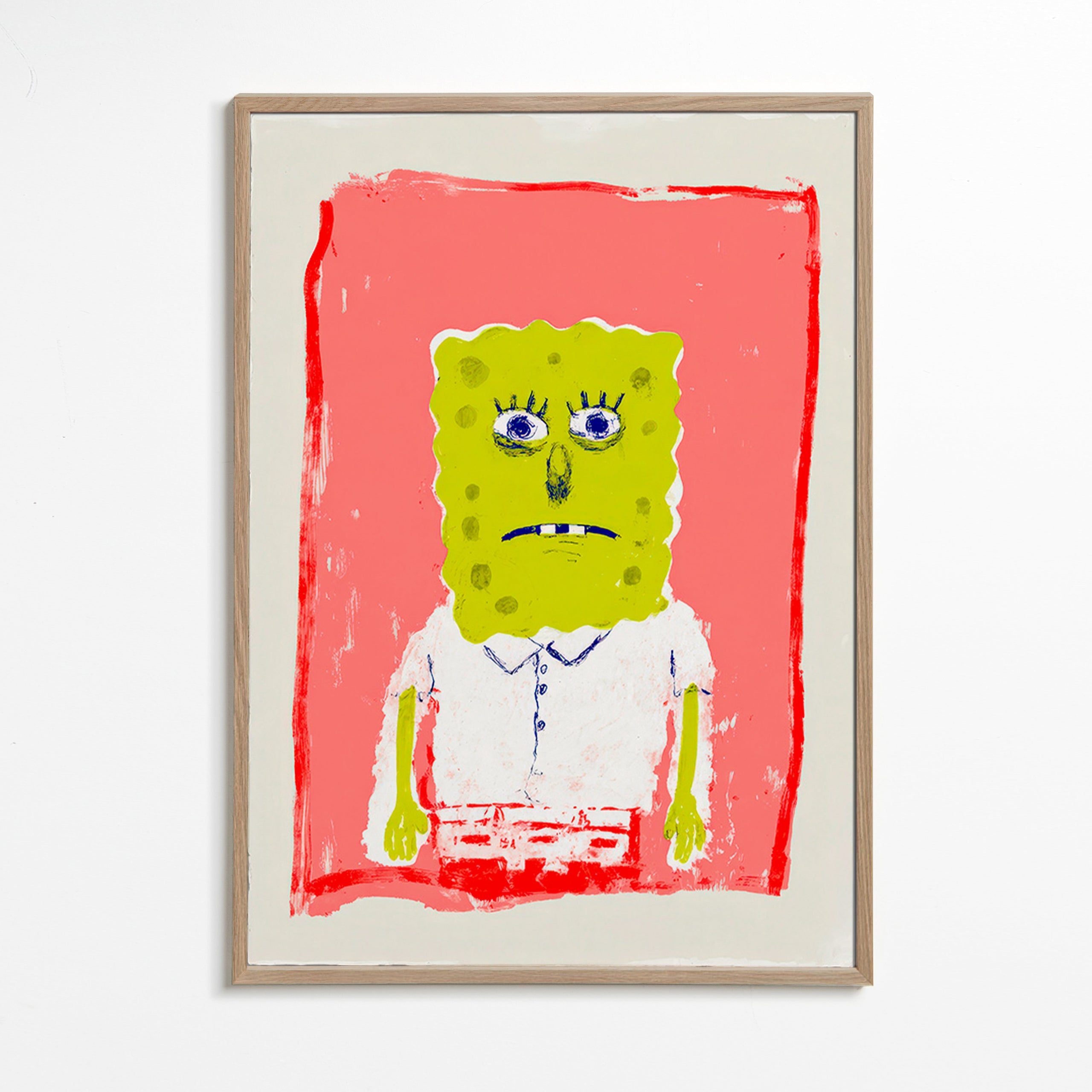 Schwamm-Figur Illustration vor rosa Hintergrund