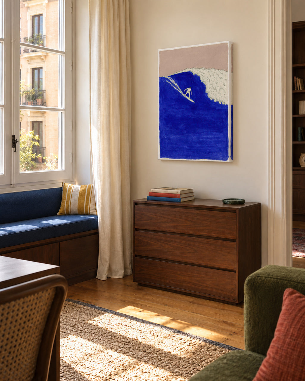 Blue Barrel Wave - Unframed canvas in an interior