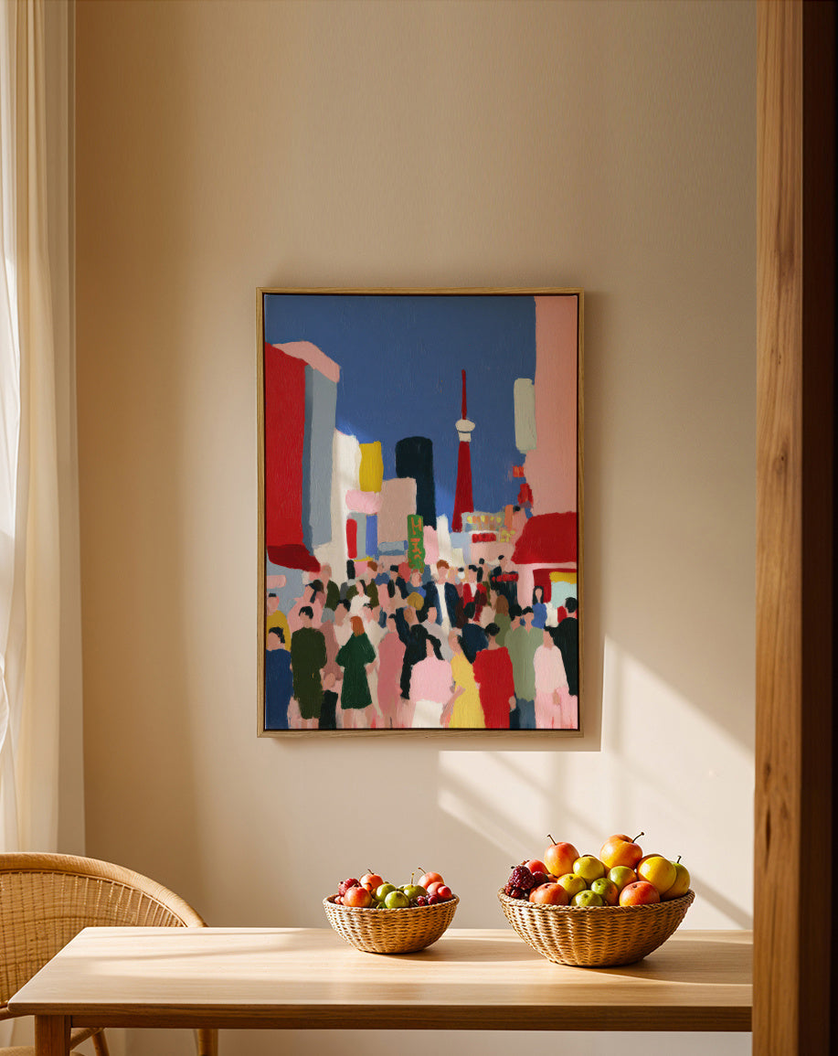 Tokyo Crossing - Framed canvas in an interior
