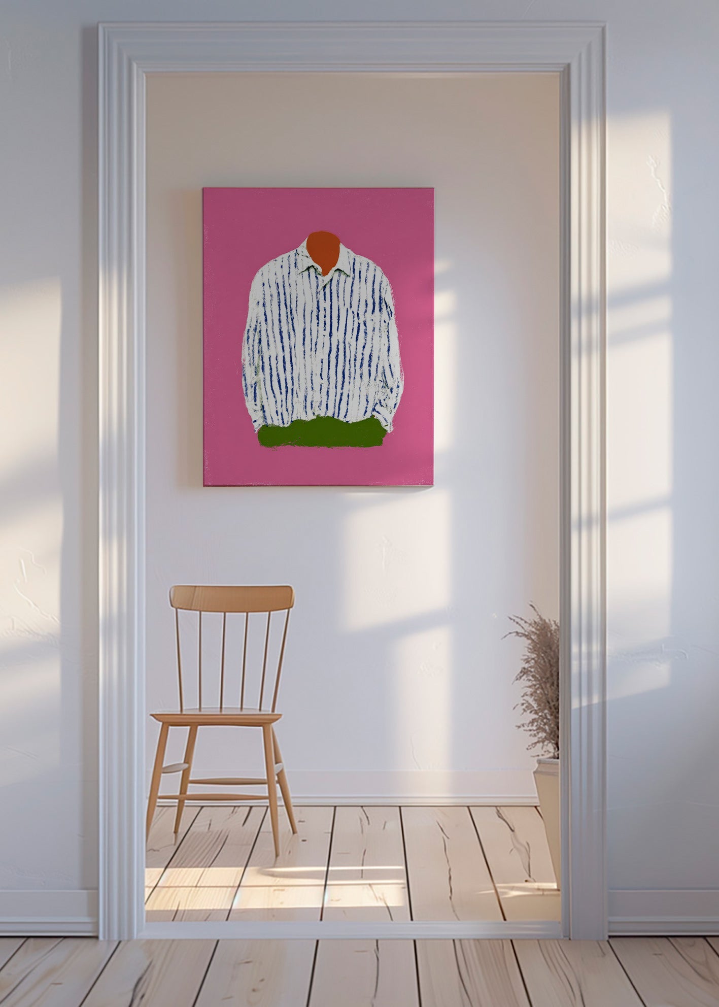 Illustration gestreiftes Hemd vor rosa Hintergrund