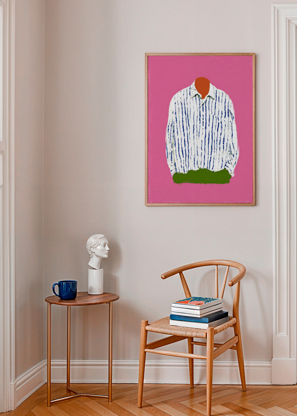 Illustration gestreiftes Hemd vor rosa Hintergrund