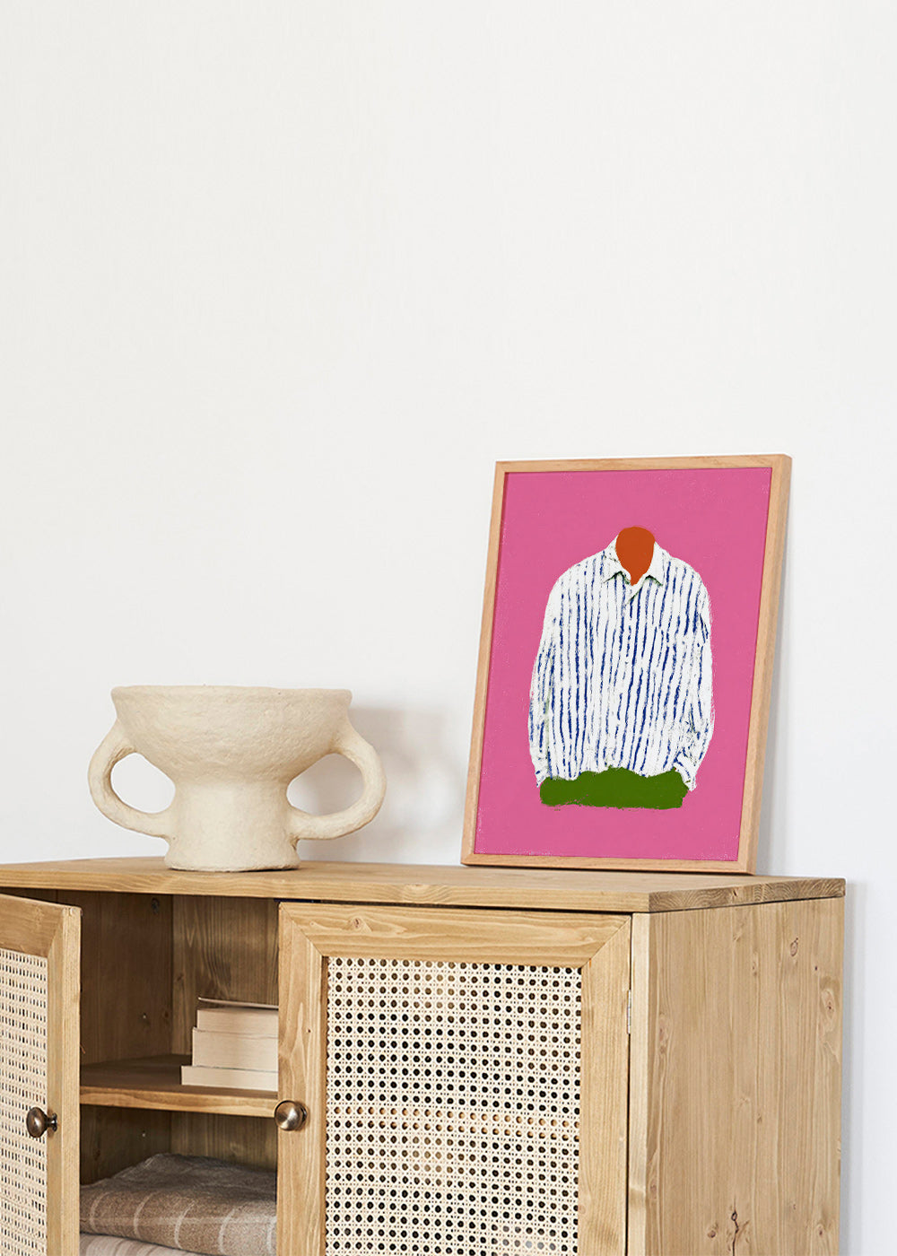 Illustration gestreiftes Hemd vor rosa Hintergrund