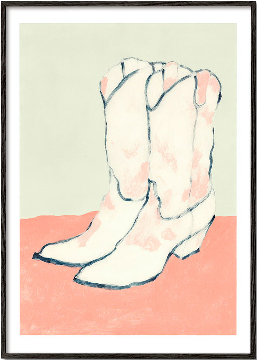 Illustration weiße Stiefel auf pastellgrund