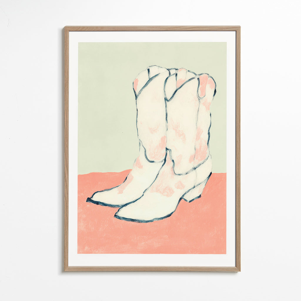 Illustration weiße Stiefel auf pastellgrund