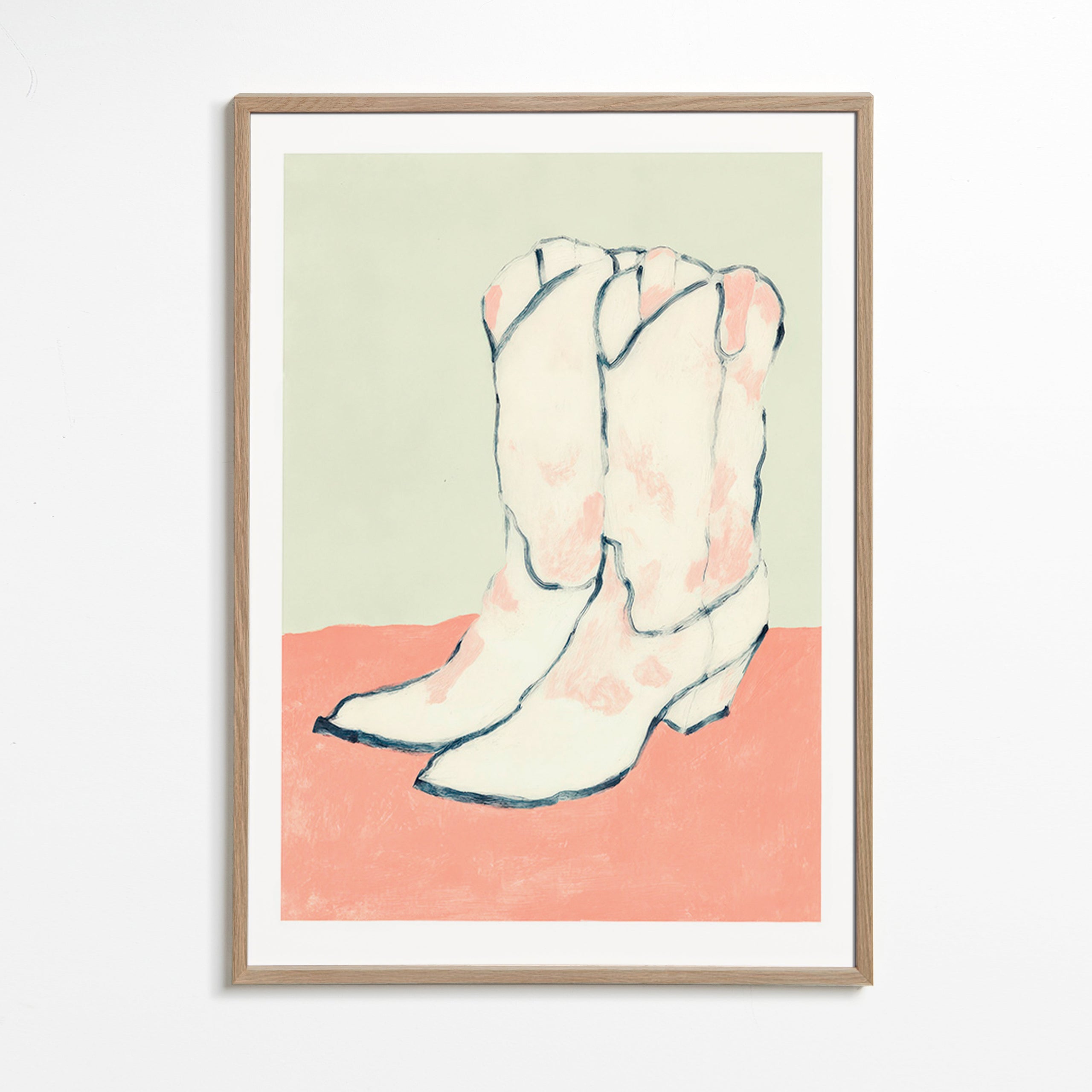 Illustration weiße Stiefel auf pastellgrund