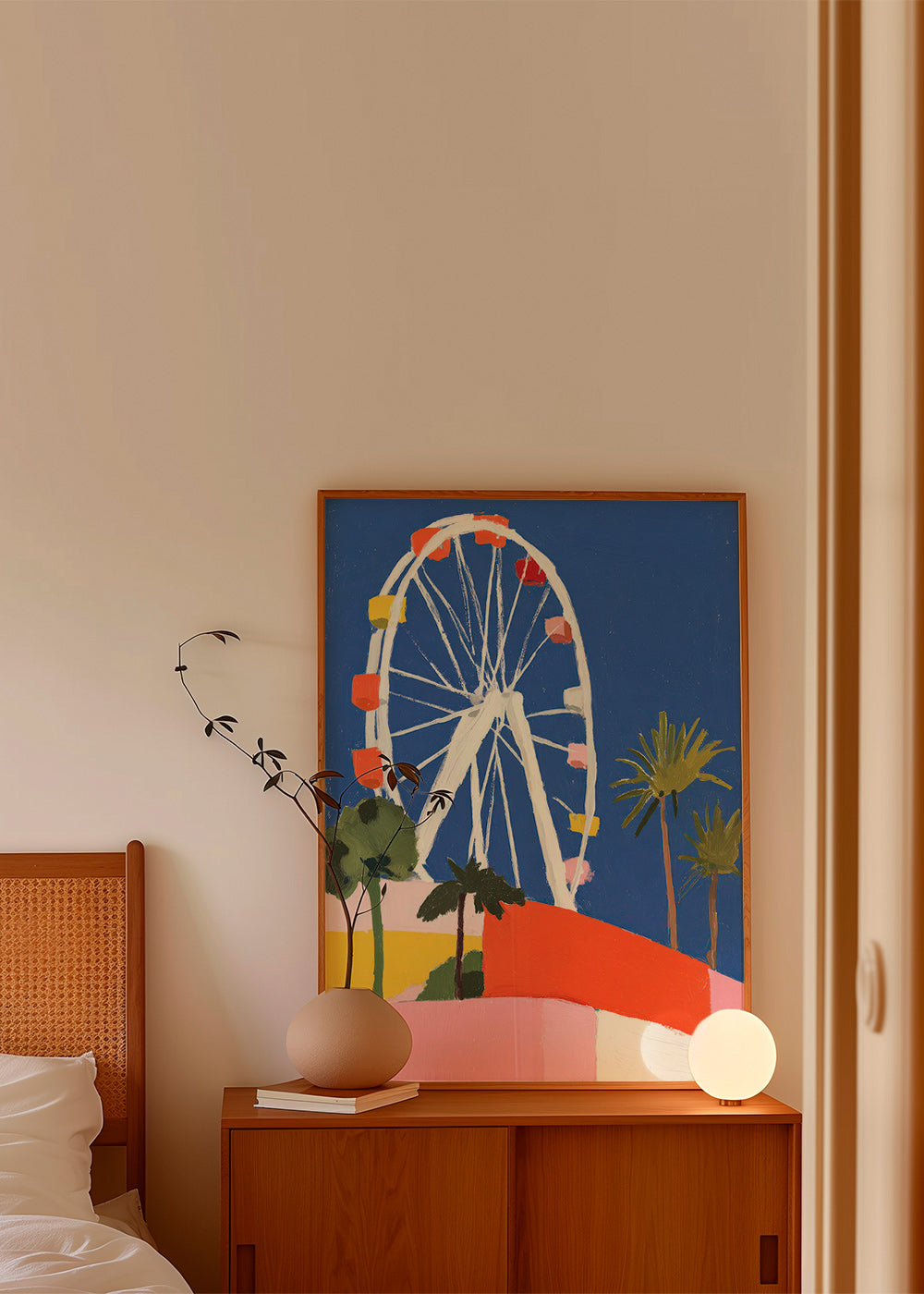 Stadtbild mit buntem Riesenrad