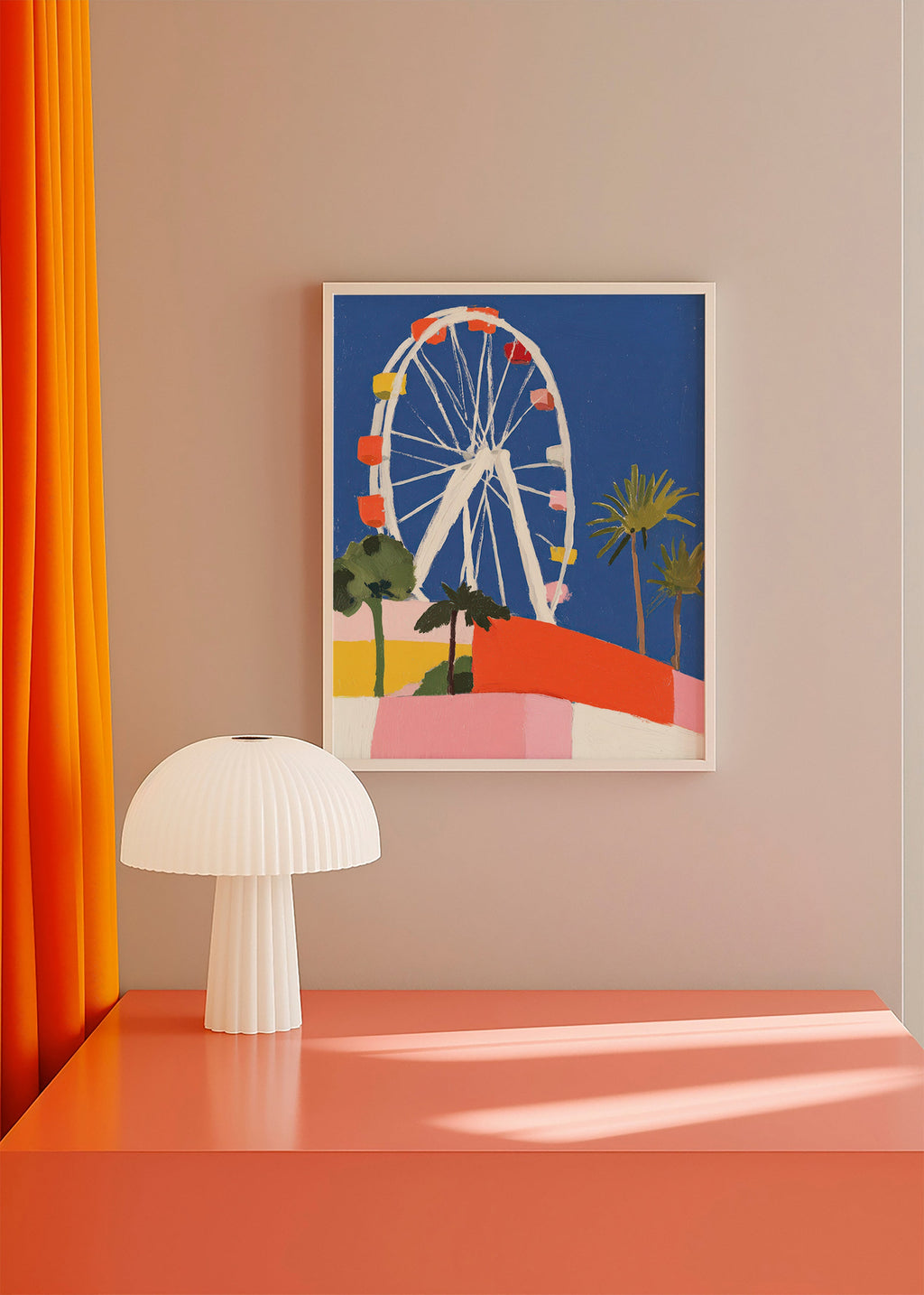 Stadtbild mit buntem Riesenrad