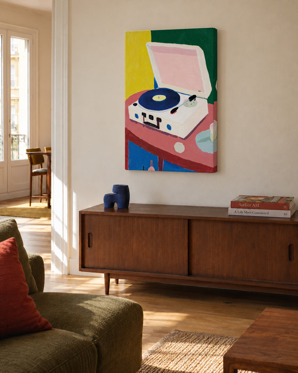 Vinyl Morning - Unframed canvas in an interior