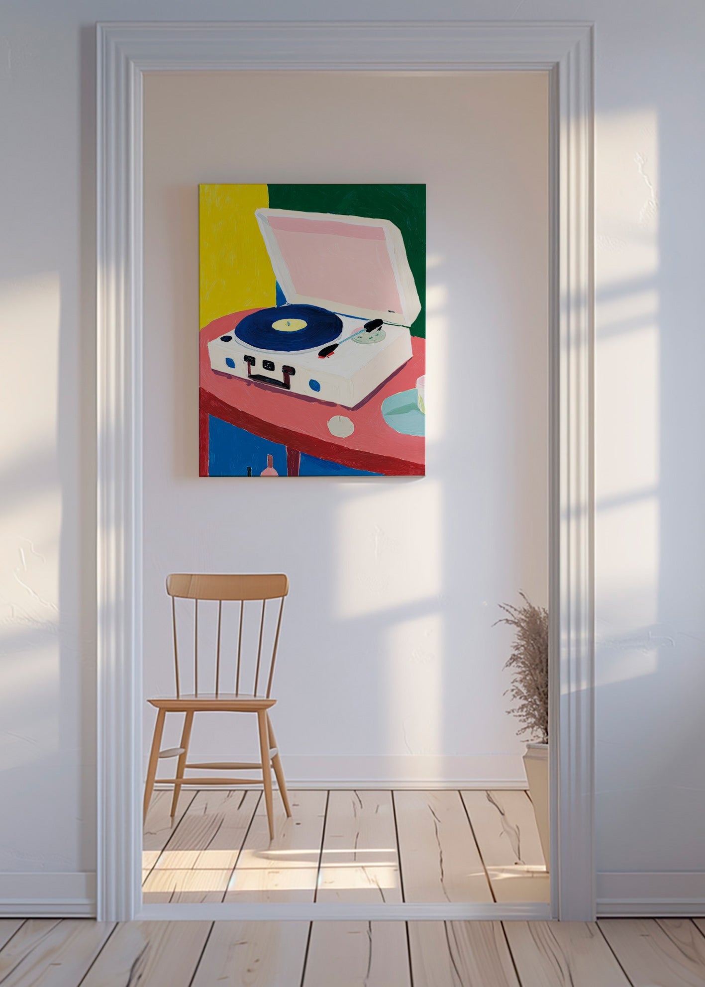 Illustration: Retro-Plattenspieler auf Tisch